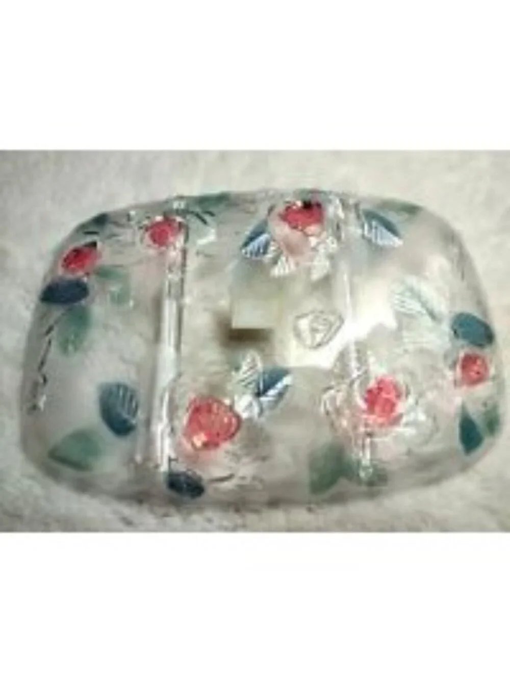 Studio Nova Serving Tray Dish 3-Part Clear Rose Flower Embossed Platter